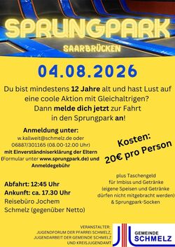 Bild zeigt Flyer Veranstaltung für Sprungpark Saarbrücken 04.08.2026